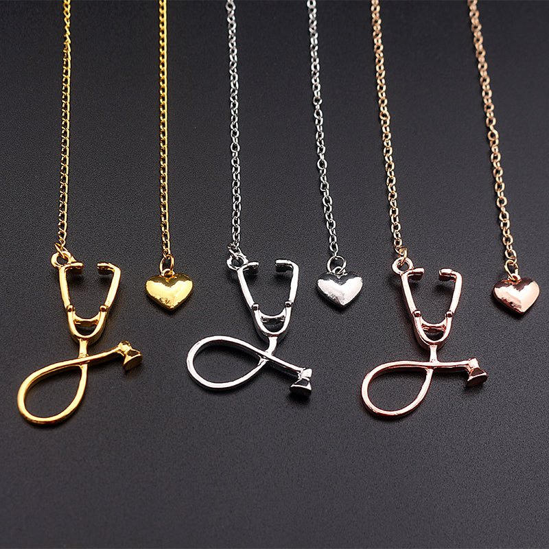 YEESIA Collana Infermiera In Argento Sterling 925 Con Stetoscopio A Cuore E Zirconi, Regalo Per Personale Medico