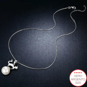 "PreciousCat" - collana gatto in argento con perla - IN ESCLUSIVA