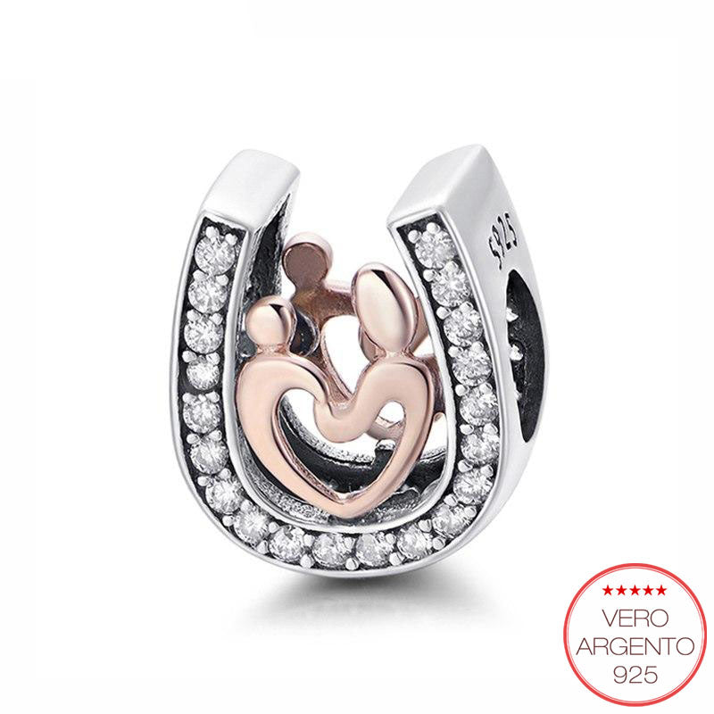 Collana Cuore Famiglia In Argento 925 Con Zirconi – Regalo Genitori E Figlie – N135